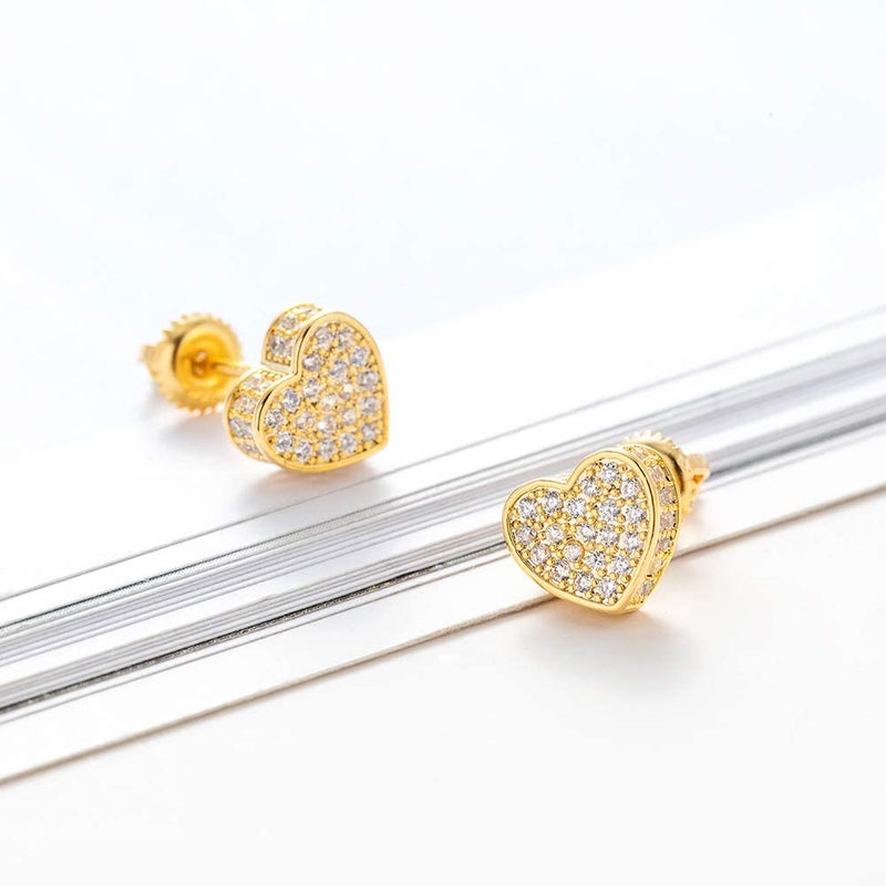 Senteria 18k Gold Plated Heart Stud Earring For Women Earring 925 silver Screw Back Iced Out Cubic Zirconia earring SENTERIA - Image 2
